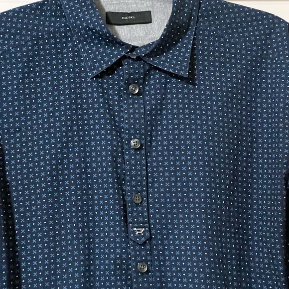 Diesel designer button down blue shirt L - Picture 2 of 11